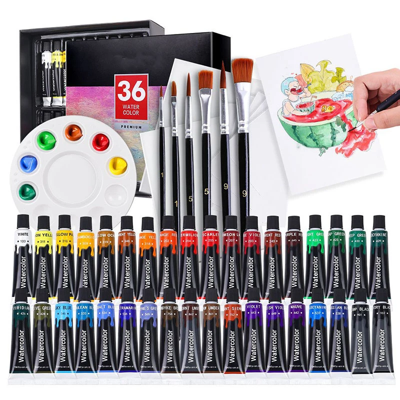 

12 24 36 Colors Watercolor Paint Set Art Painting Tools for Students Painting Beginners waterproof Acrylic Paints Set