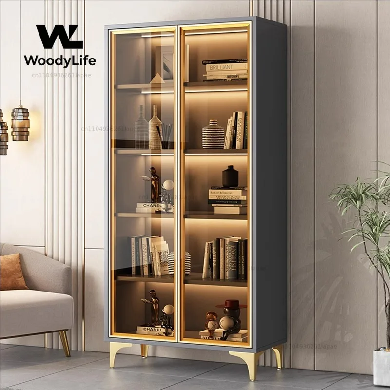 Shelves Nordic Glass Door Bookshelf Storage Shelves Organizers Cabinet Bedroom Bookcase Children's Library Home Furniture - view 2