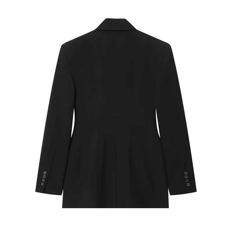 Casaco feminino 2025 outono novo estilo preto manga longa fino terno minimalista jaqueta casual deslocamento elegante casaco feminino