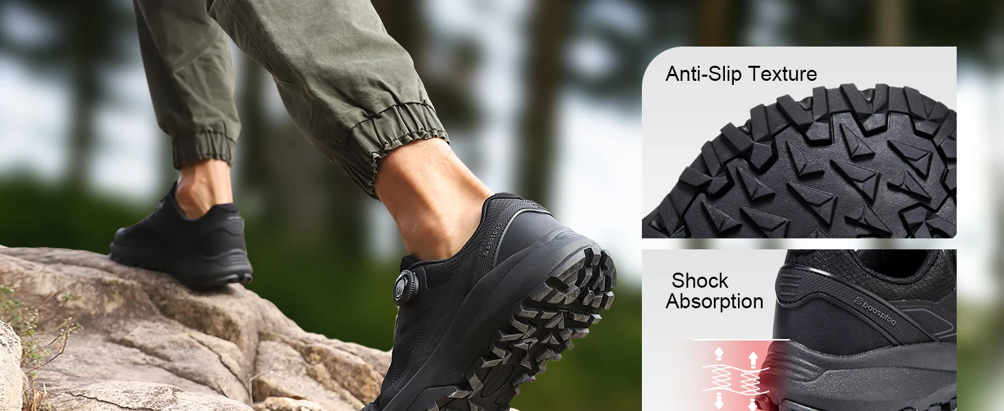 Baasploa Herren Wanderschuhe Markenqualität Trekking- und Kletterschuhe mit Drehverschluss Luxus-Designer Outdoor-Sneaker – Detail 8