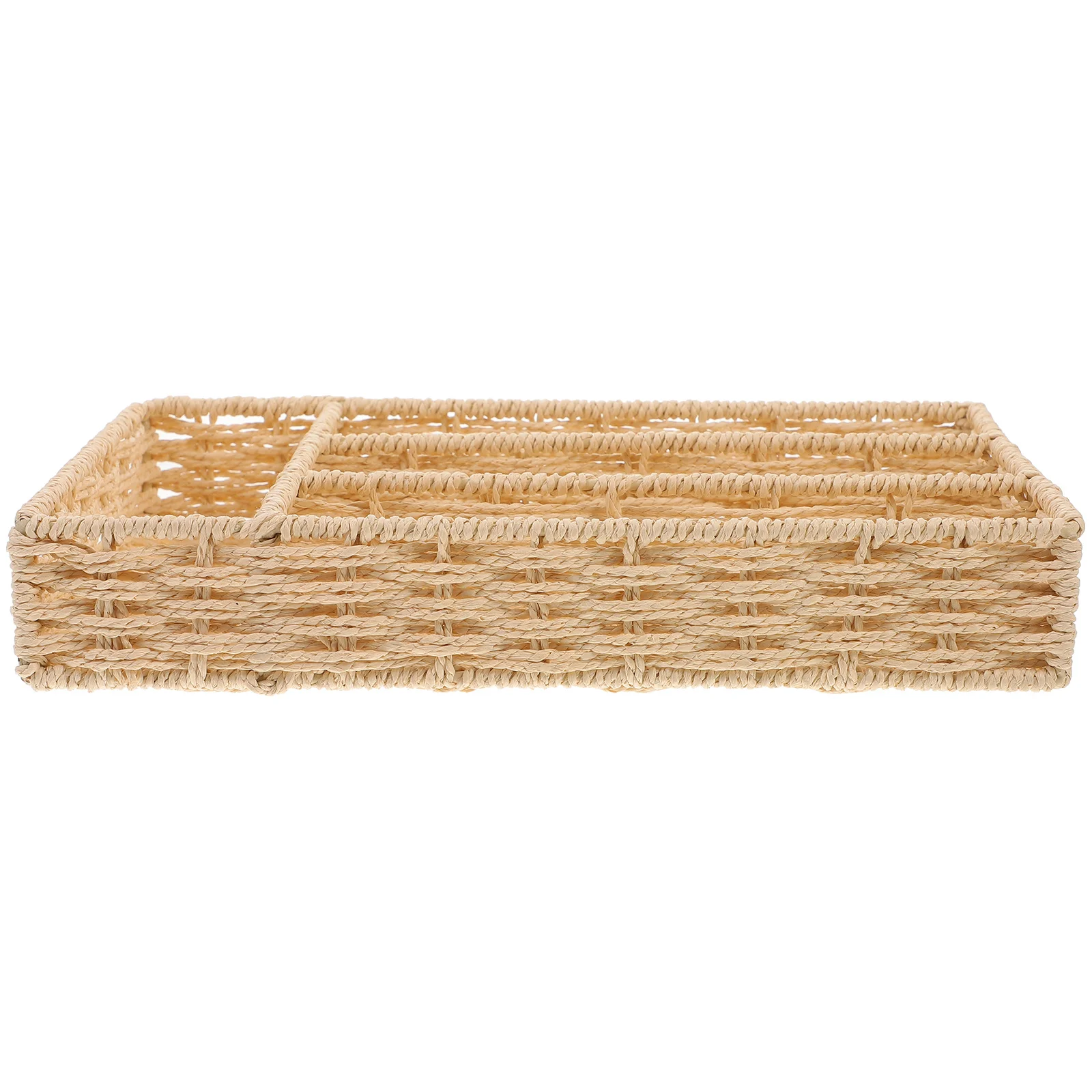 

Woven Cutlery Basket Kitchen Drawer Organizer Natural Texture Utensil Tray Storage Box for Home Hotel Camping Cutlery Organizer