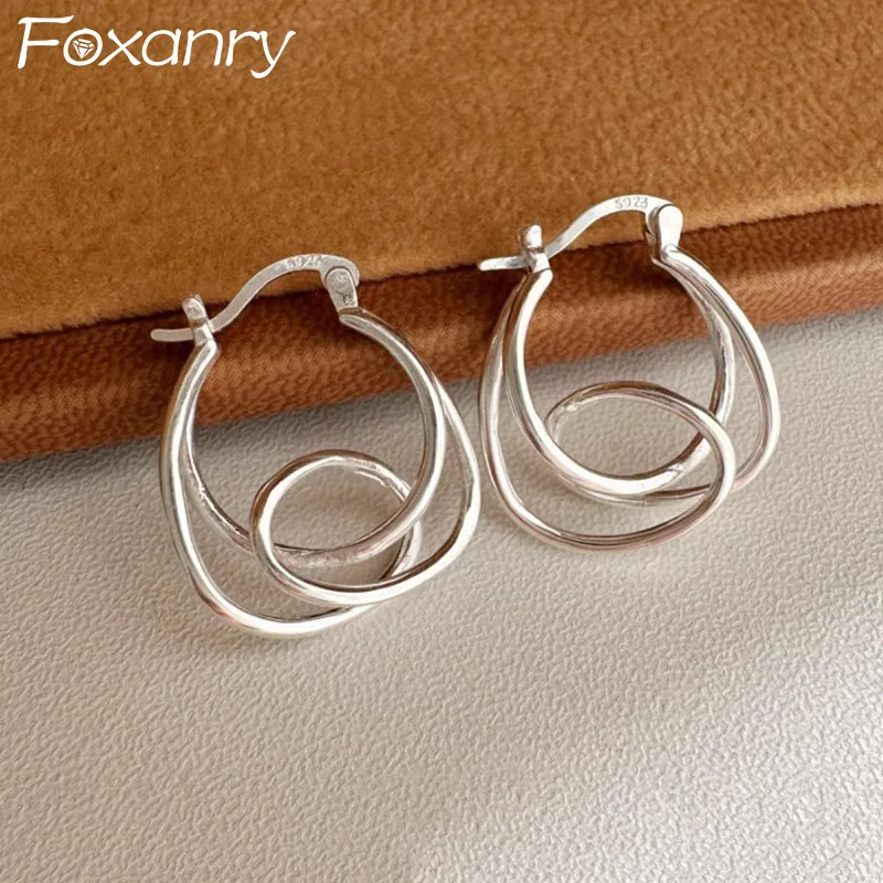 Foxanry خطوط غير منتظمة لف هوب أقراط للنساء التصميم الإبداعي شخصية عصرية بسيطة مزاجه مجوهرات الحفلات هدية