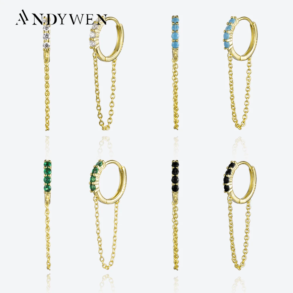 Andywen 100% 925 Sterling 10mm Circle Chain Earring Drop Pendientes 2022 Women Wedding Fine Jewels Clips Piercing Round Gift