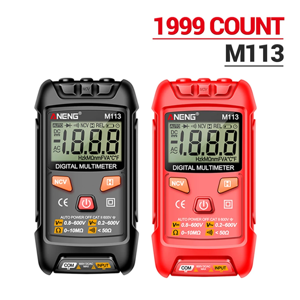 M113 Mini Digital Multimeter AC/DC Voltage Meter 1999 Counts Multimetro Ohm NCV Resistance Volt Tester Electricity Tools