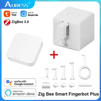 Auzigbee ZigBee Fingerbot Toolpack Tuya WiFi Smart Bluetooth Fingerbot Switch Button Pusher Smart Life App Voice Control Gateway