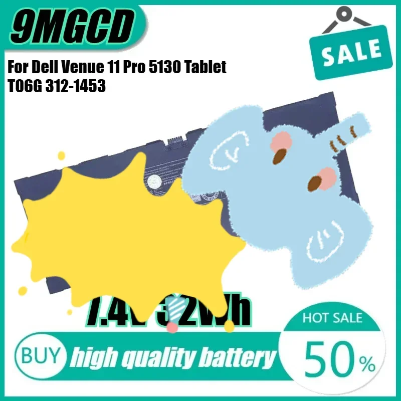 

7.4V 32Wh 9MGCD Laptop Battery for Dell Venue 11 Pro 5130 Tablet T06G 312-1453 451-BBIN VYP88 T8NH4 X