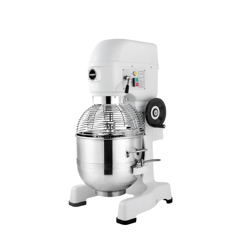 Misturador Planetário Industrial Elétrico/a Gás de 30L com Capacidade Máxima de Amassamento de 10kg e Tigela de Mistura Montada em Suporte/Mesa