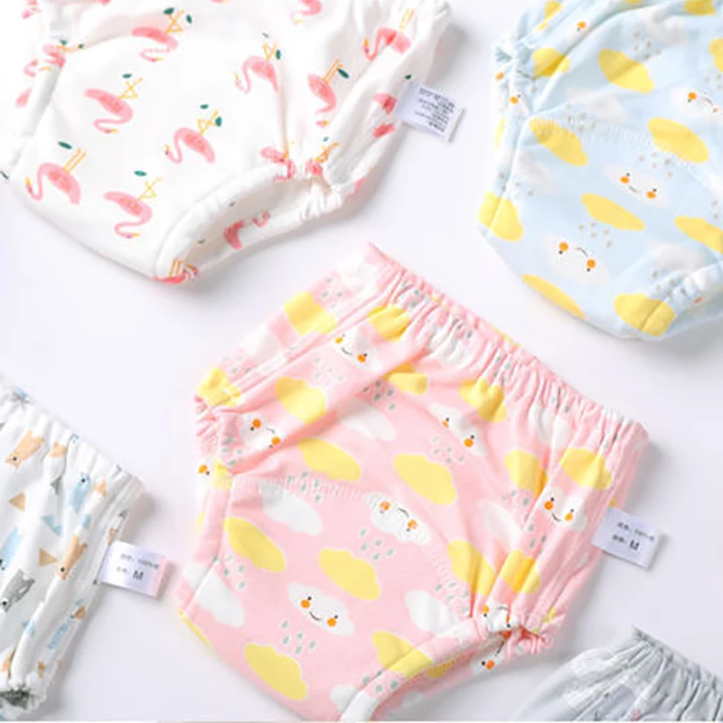 Pantaloni da allenamento riutilizzabili impermeabili per bambini 6 strati Pannolini per bambini in cotone Pantaloncini per neonati carini Pannolini Mutandine Pannolini che cambiano la biancheria intima