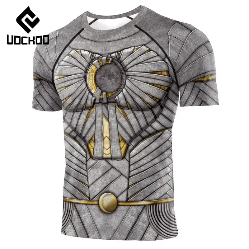 

Superhero Cosplay Costume Men Compression T-Shirts Moon Print Short Sleeves Tee Muscle Bodybuilding Gym Tops Fashion Clothes