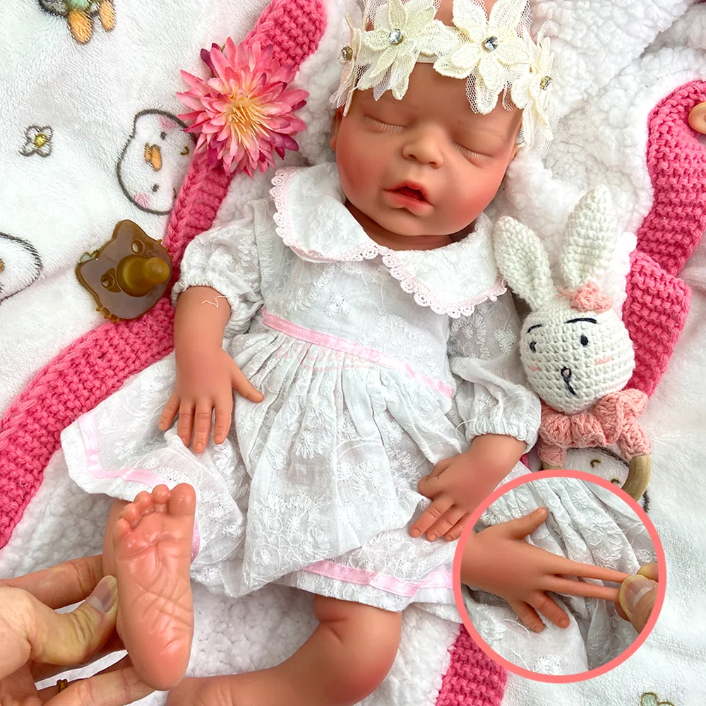 

Силиконовая кукла-реборн для сна, 18 дюймов, с реалистичными венами и детализацией, девочка, гиперреалистичная, утяжеленная, произведение искусства