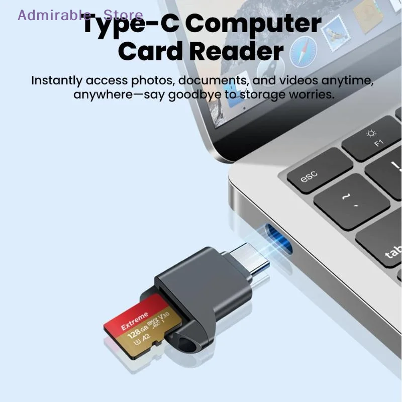 [W]Type-C 2.0 Mini TF Card Reader External Storage Black Stretch For Memory Stick USB C 2.0