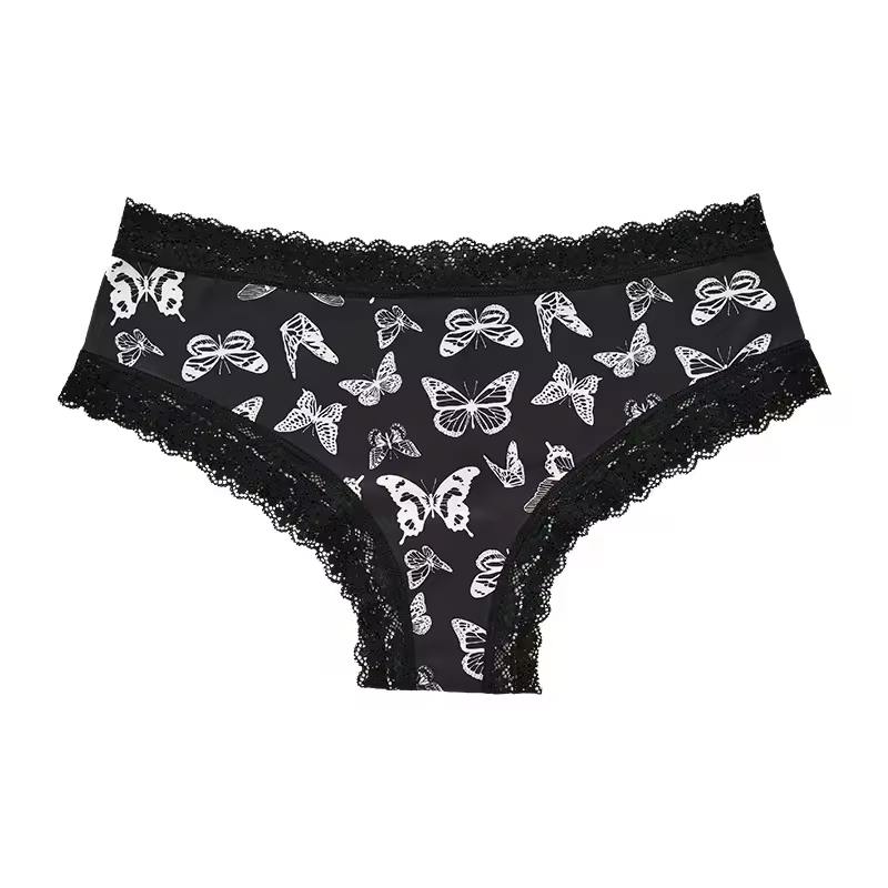 Underwear Women's Lace Edge Sexy Panties Gothic Style Lingerie Rose Skull Personalized Comfortable Breathable Triangle Pants - Image 14