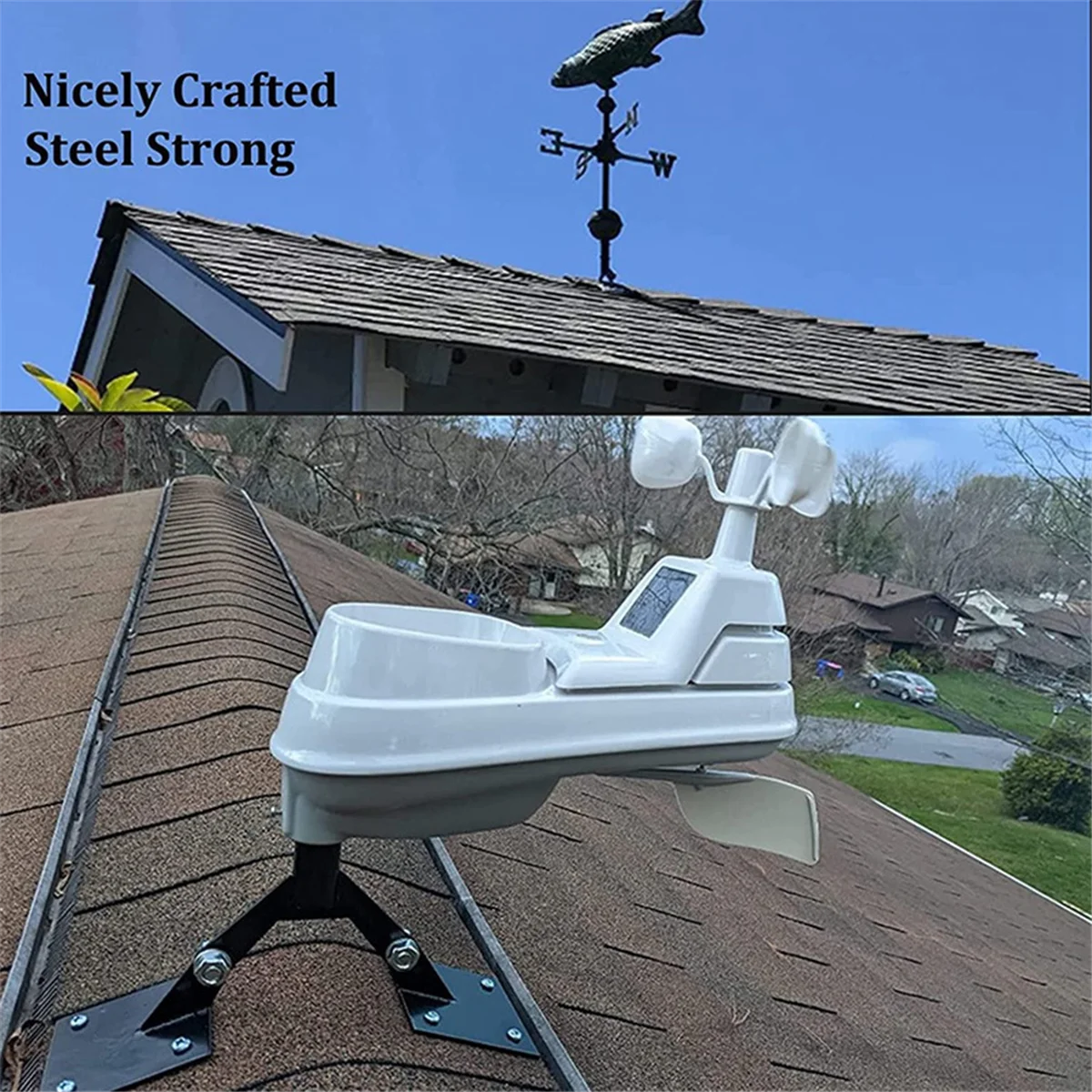 Wind Vane Bracket Garden Weathervanes Mount with Hardware Adjustable Garden Wind Vane Roof Mount for Backyard Black