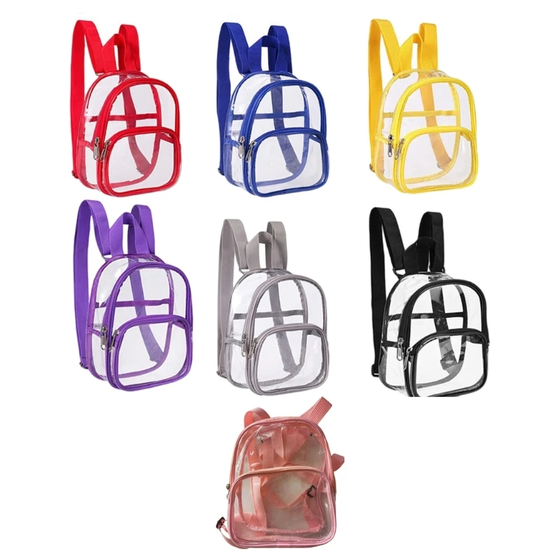 652D All-matching Backpack Clear Backpack See Through Backpack Student School Bag PVC Backpack Stadium Approved Backpack