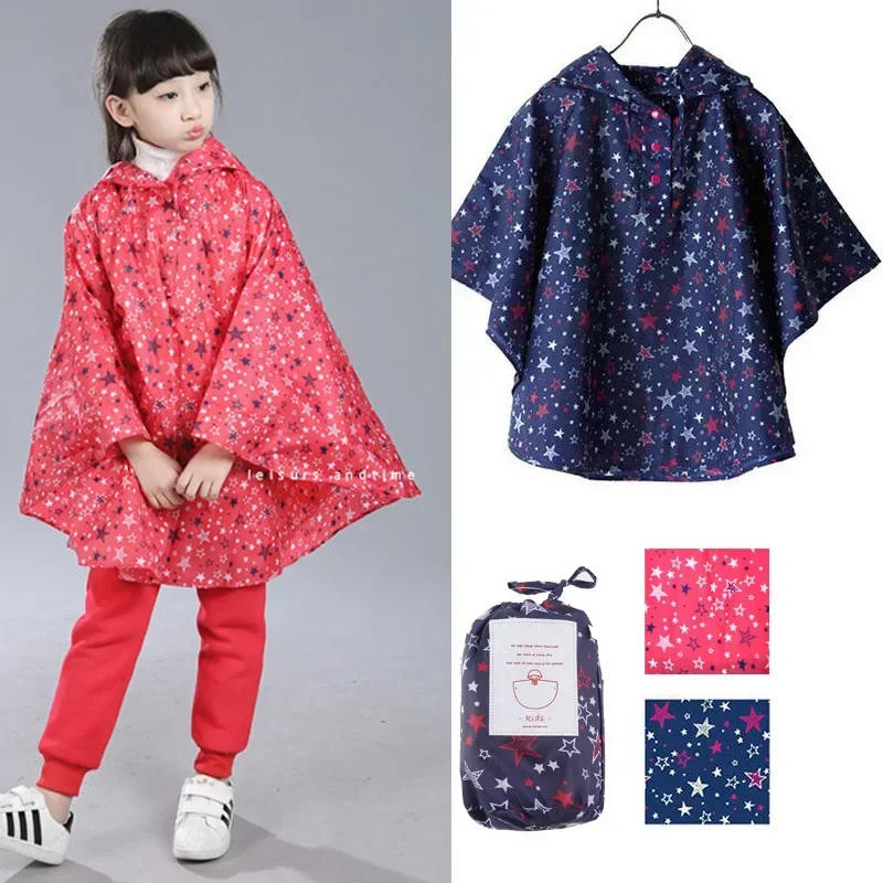 

New Primary School Children's Cloak Waterproof Cute Printed Pattern Poncho Boys and Girls Shake Dry Water Jacket