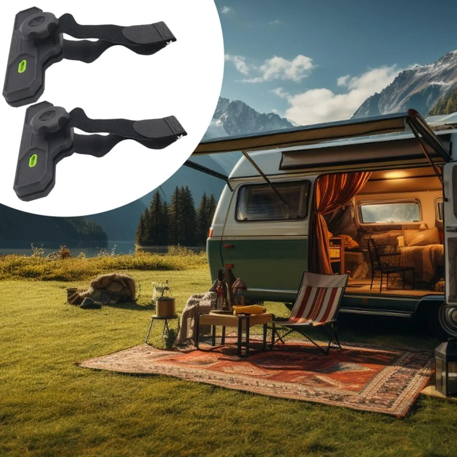 

Nylon RV Awning Clamps Windproof Camping Hook Clips Heavy Duty Tent Fasteners Wide Gripper for Outdoor Camper Trailer