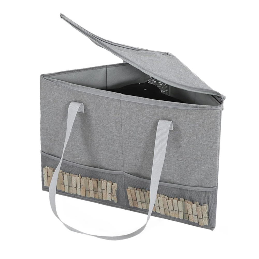 

Triangle Storage Organizer for Clothes Polyester Hanger Rack with Lid Multi purpose Use for Toys and Accessories