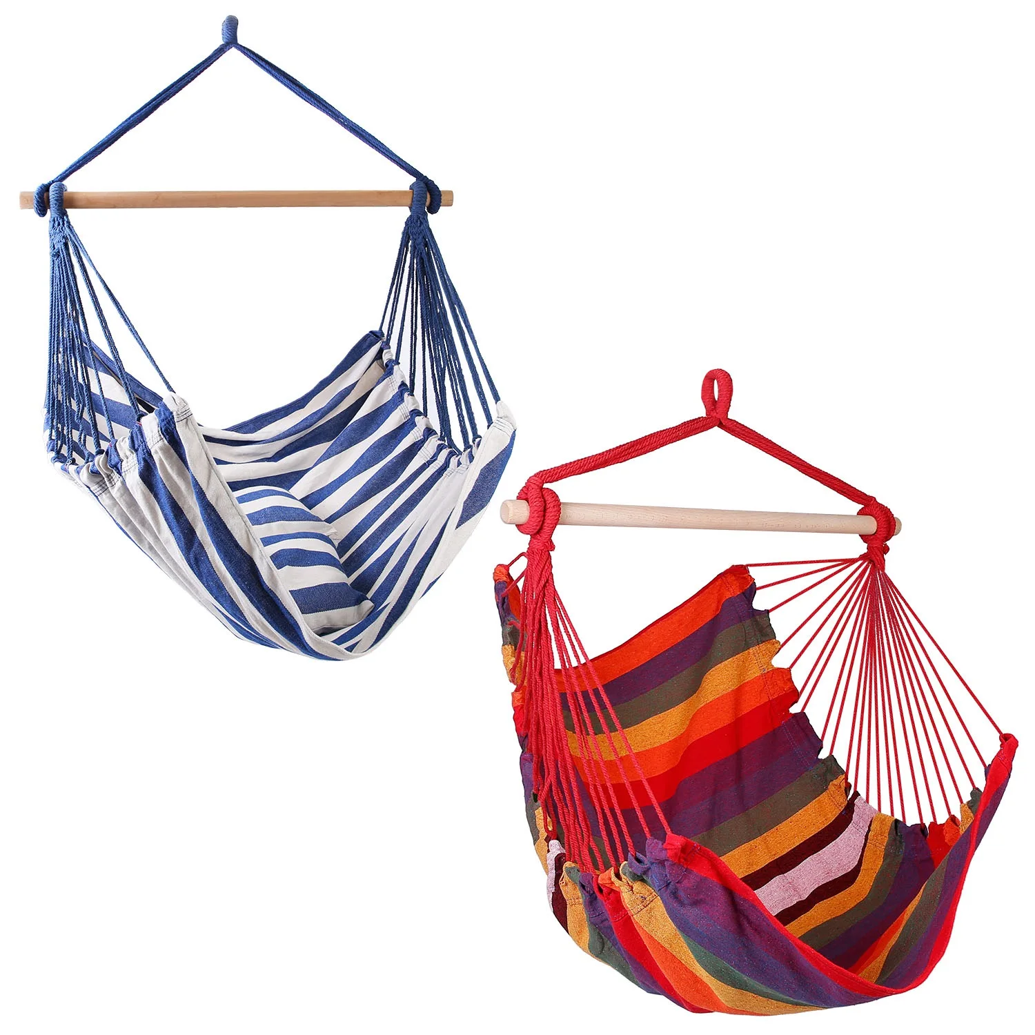 

1 шт. Подвесное кресло-гамак из холста для веранды и патио, портативное кресло-качели для кемпинга с деревянной стойкой и 2 подушками