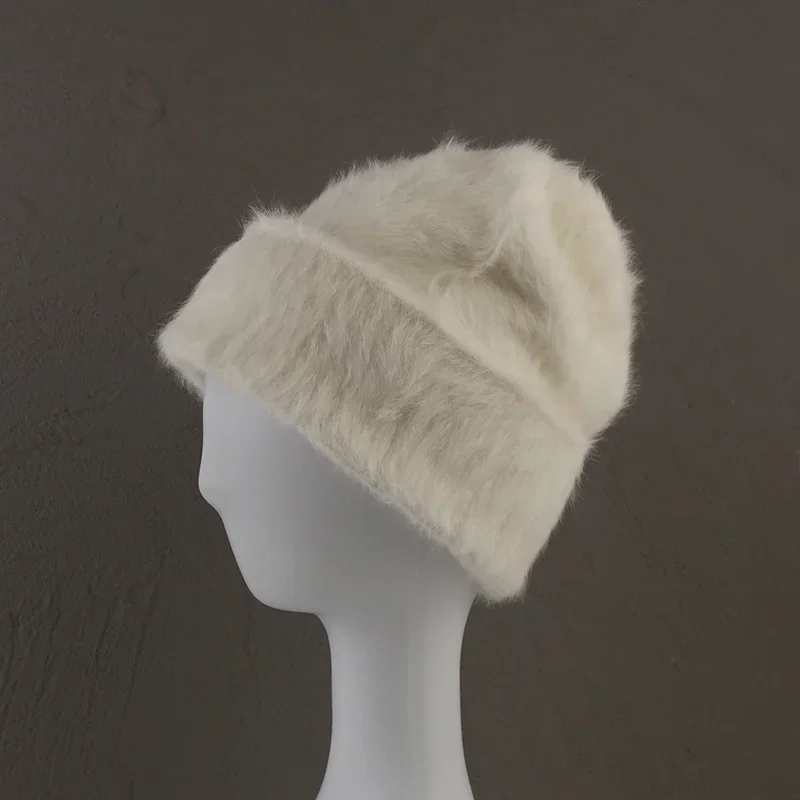 2024New Farben Weiche Kaninchen Fell Mützen Winter Hut für Frau Luxus Flauschigen Gestrickte Hut Motorhaube Dame Herbst Winter Warme Skullies kappe – Detail 17