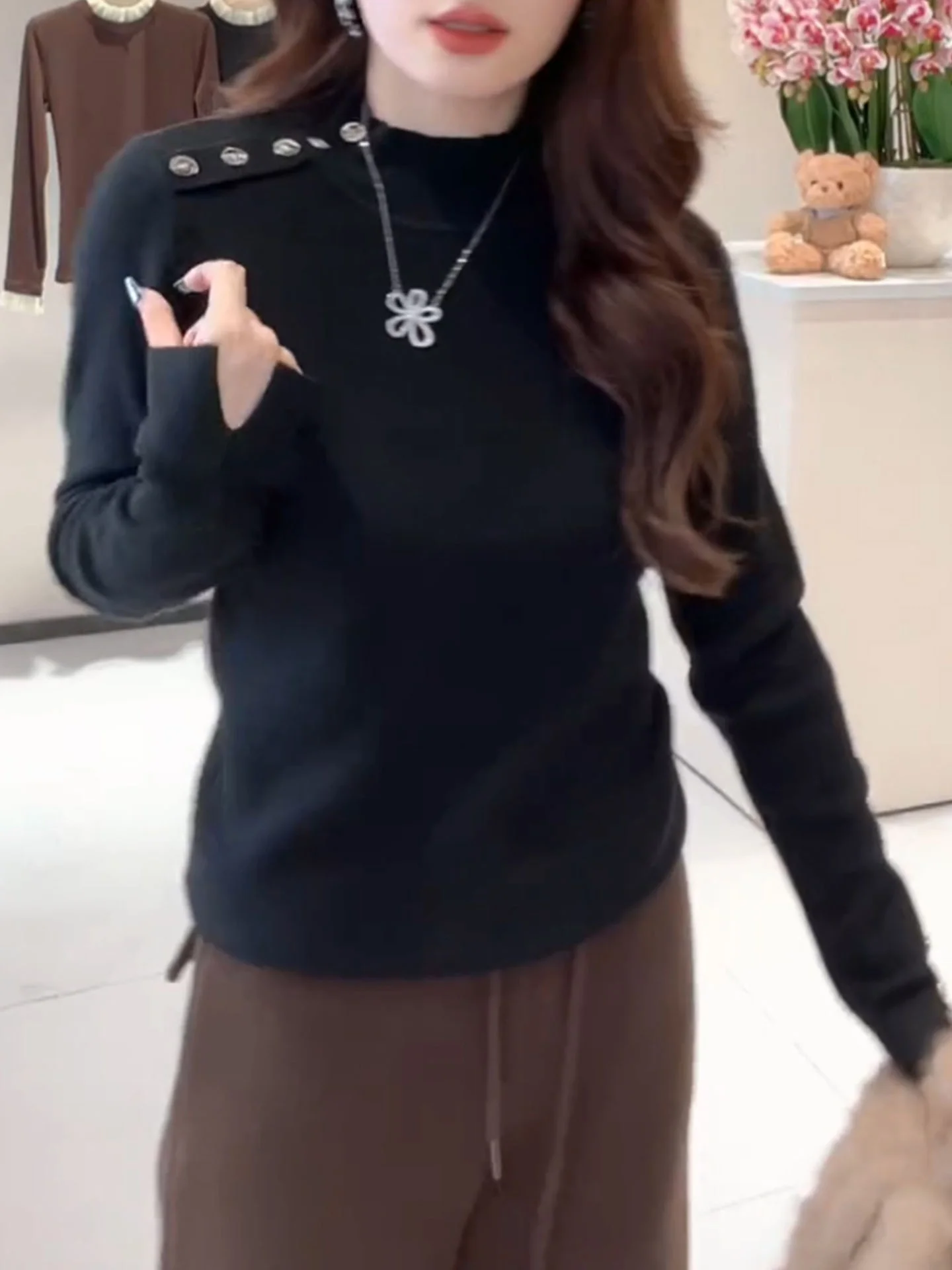 เสื้อไหมพรมคอสูงทรงหลวม สไตล์ยุโรป เรียบง่าย ใส่ได้ทุกโอกาส เหมาะสำหรับฤดูหนาว ให้ความรู้สึกสบาย