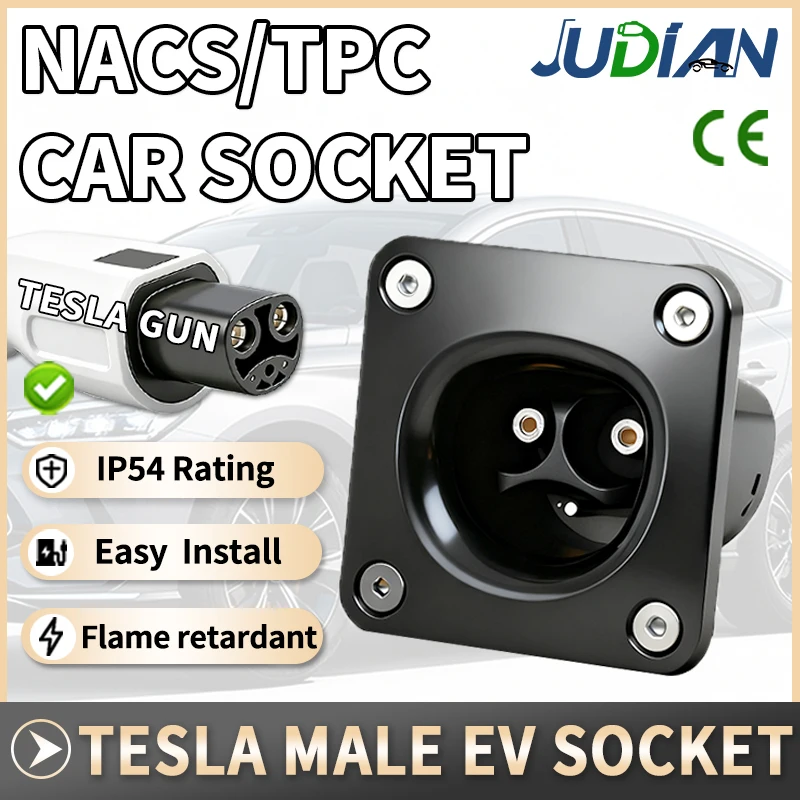 NACS TPC AC 충전 소켓 32A 50A 80A EV 충전기 커넥터 (테슬라 모델 3 X Y S용 0.5M 케이블 포함)