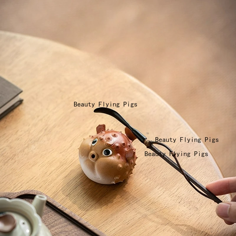 Yixing Purple Clay Pufferfish Tea Pet High End Cute Desktop Decoration Home Decoration Tea Set Accessories Tea Playing