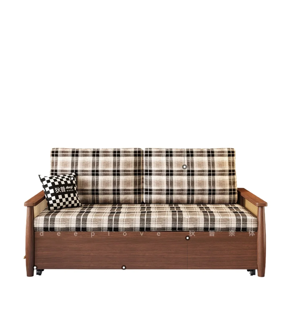 LLMM all solid wood sofa bed folding dual-purpose sitting and lying telescopic bed small apartment storage study sofa