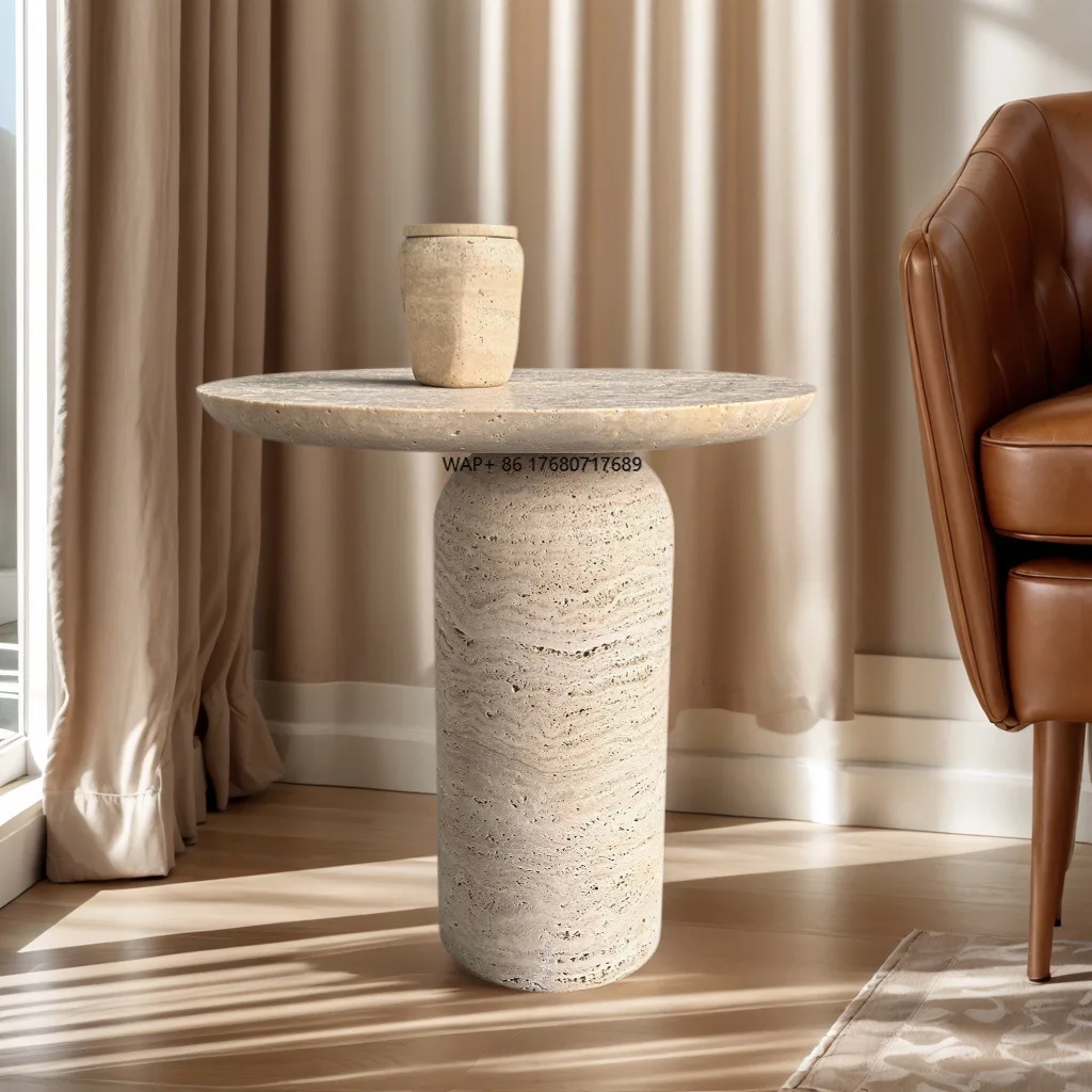 

Современный уличный мраморный столик из травертина, журнальный столик, консоль из натурального камня, садовый набор для отелей, гостиных, приставные столики для кухни