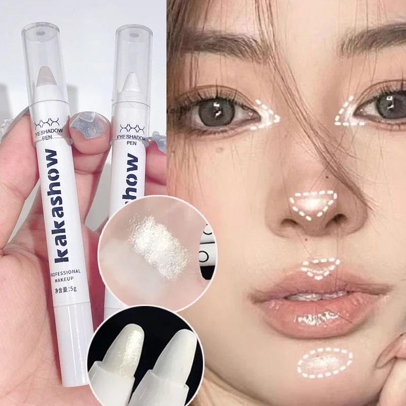 Glitter Highlighter Pen Pearlescent Lying Silkworm Pencil Waterproof Long-lasting Brightening Eyes Stick White Silver Eye Makeup