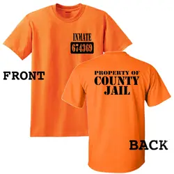 County Jail Inmate Halloween Costume T shirt Prison Cosplay Front Back