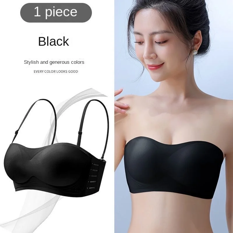 Strapless Underwear Women\'s Anti-slip Top Small Breasts Gathered Anti-bare Bandeau Beautiful Back Seamless Bra in Summer