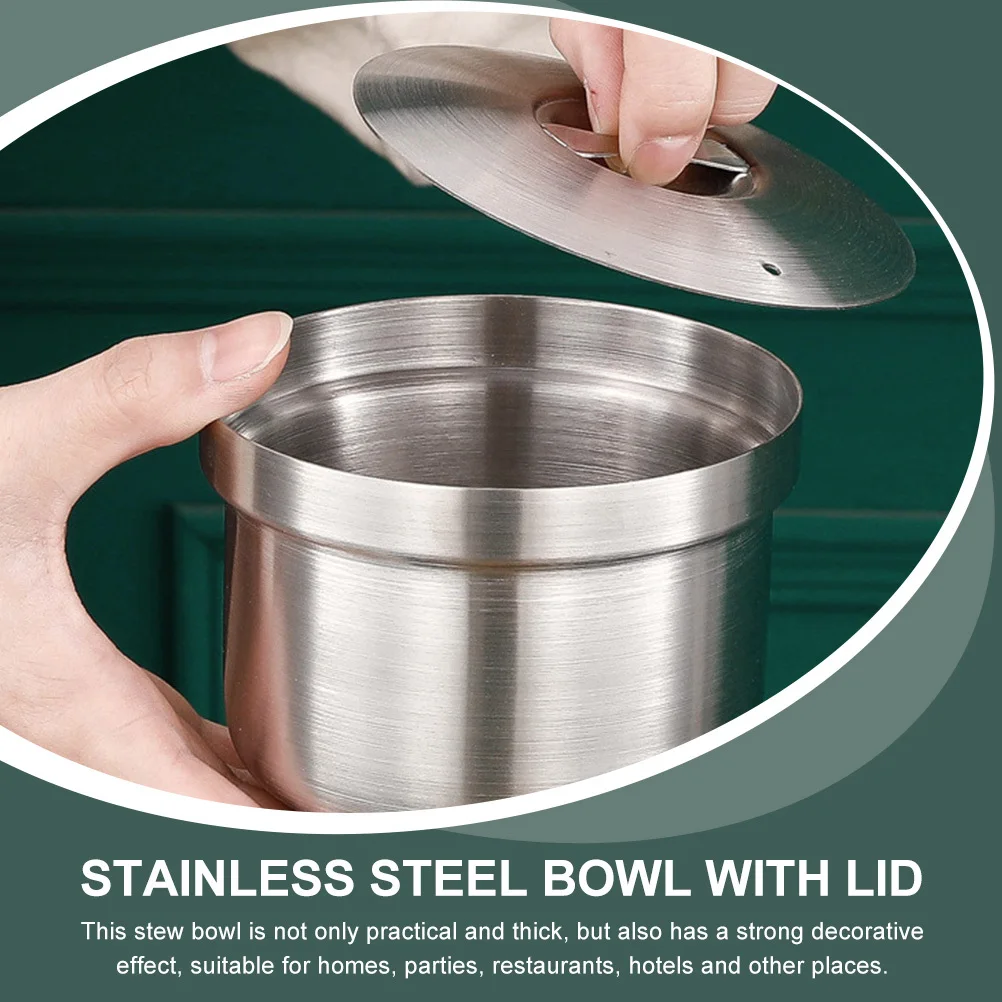 

Steaming Bowl Stainless Steel Pot Lid Kitchen Supply Soup Storage Container Toddler Egg Bowl Food Serving Bowls Kids Dinnerware