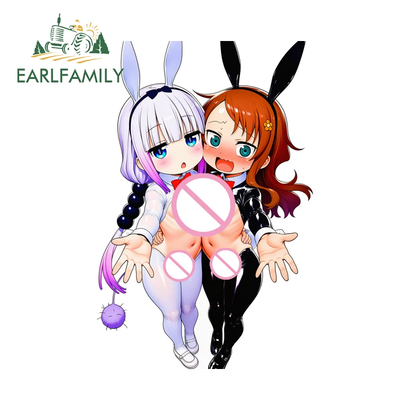 

EARLFAMILY Invitation From Rabbit Girl Car Sticker Waterproof Kawaii Chest Against Scratch-proof Decal Window Vinyl Tumbler RV