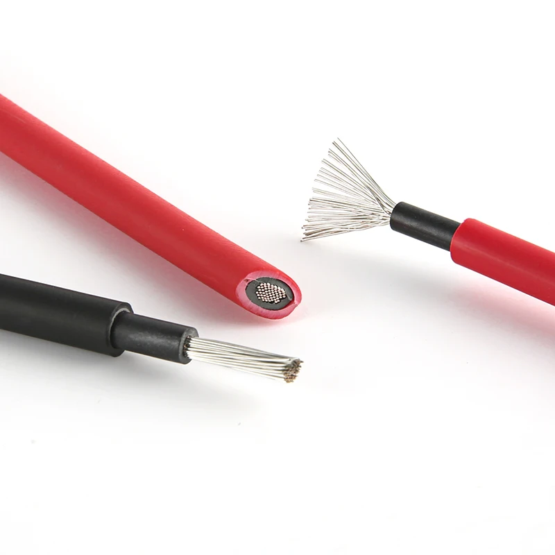 XIONGISOLAR 1 para kabli do paneli słonecznych Drut miedziany 6 4 2,5 mm² 10 12 14 AWG Czarno-czerwony z przewodami fotowoltaicznymi Kabel łączący — zdjęcie 6