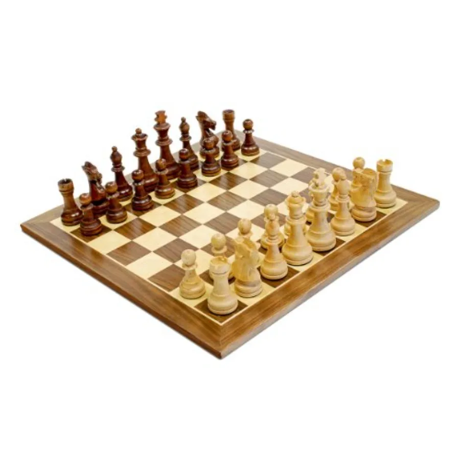 

Traditional Staunton Wooden Chess Set for Home and Living Room Decor 15 Inch Wood Chess Board with 3.75 Inch Tall Kings Elegant