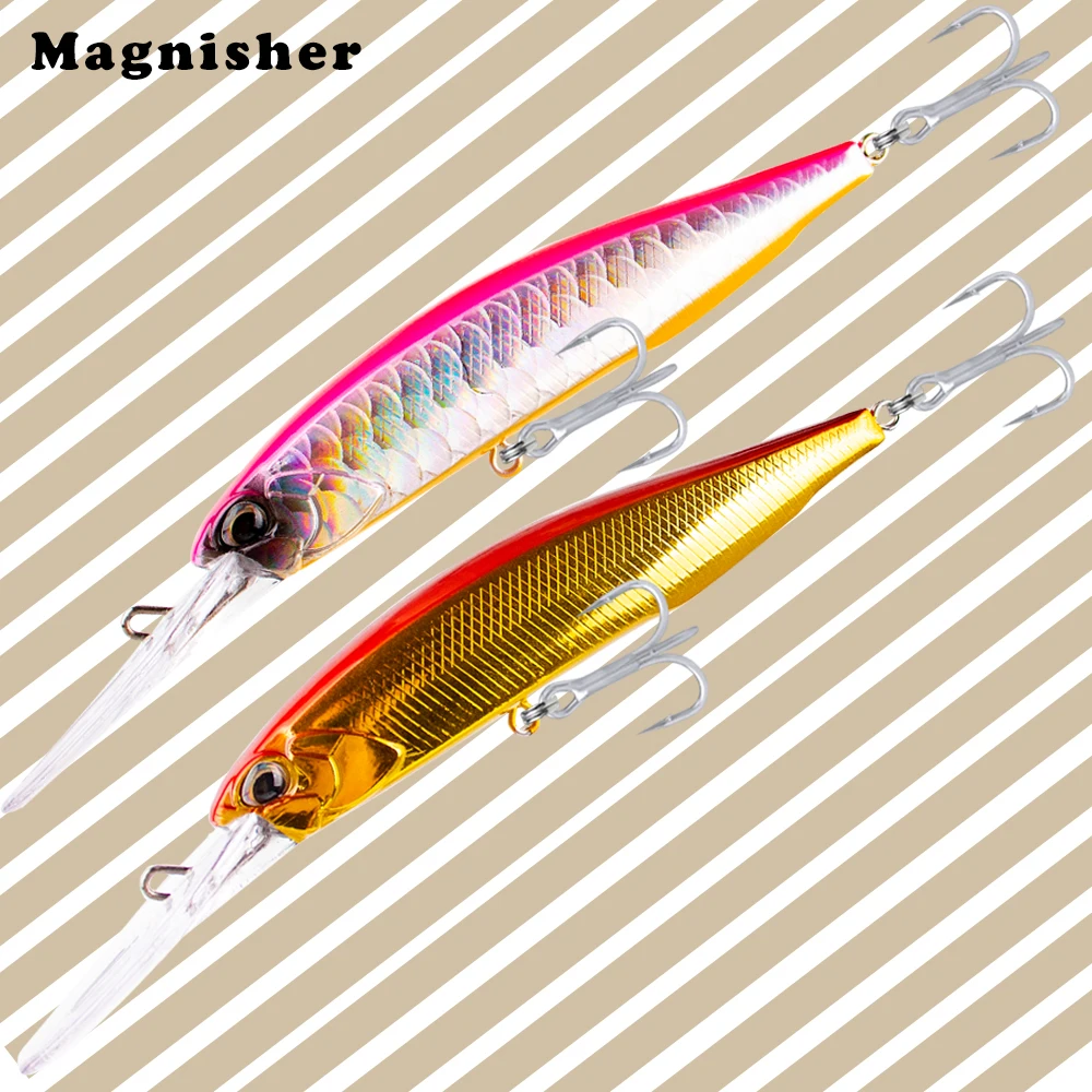 Magnisher Tiefwasser-Minnow-Hartköder, 14 cm, 18,4 g, sinkende künstliche Angelköder, Meeresangeln, Weitwurf für Bass Tackle