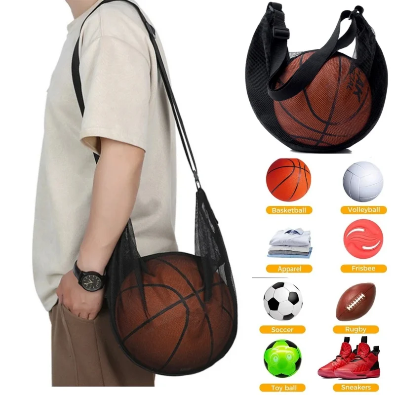 1 stuks draagbare schoudertas rugzak mesh tas voetbal volleybal basketbal opbergzakken sport reizen gym speelgoed netto zakken
