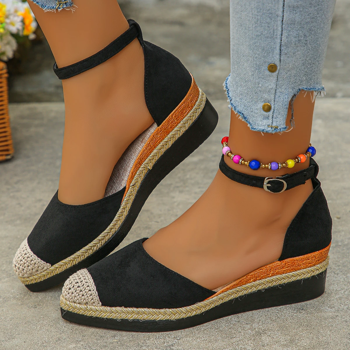 Sandalias De cuña De verano para Mujer, Sandalias bohemias hechas a mano, alpargatas cómodas informales, zapatos De tacón con plataforma, Sandalias De Mujer