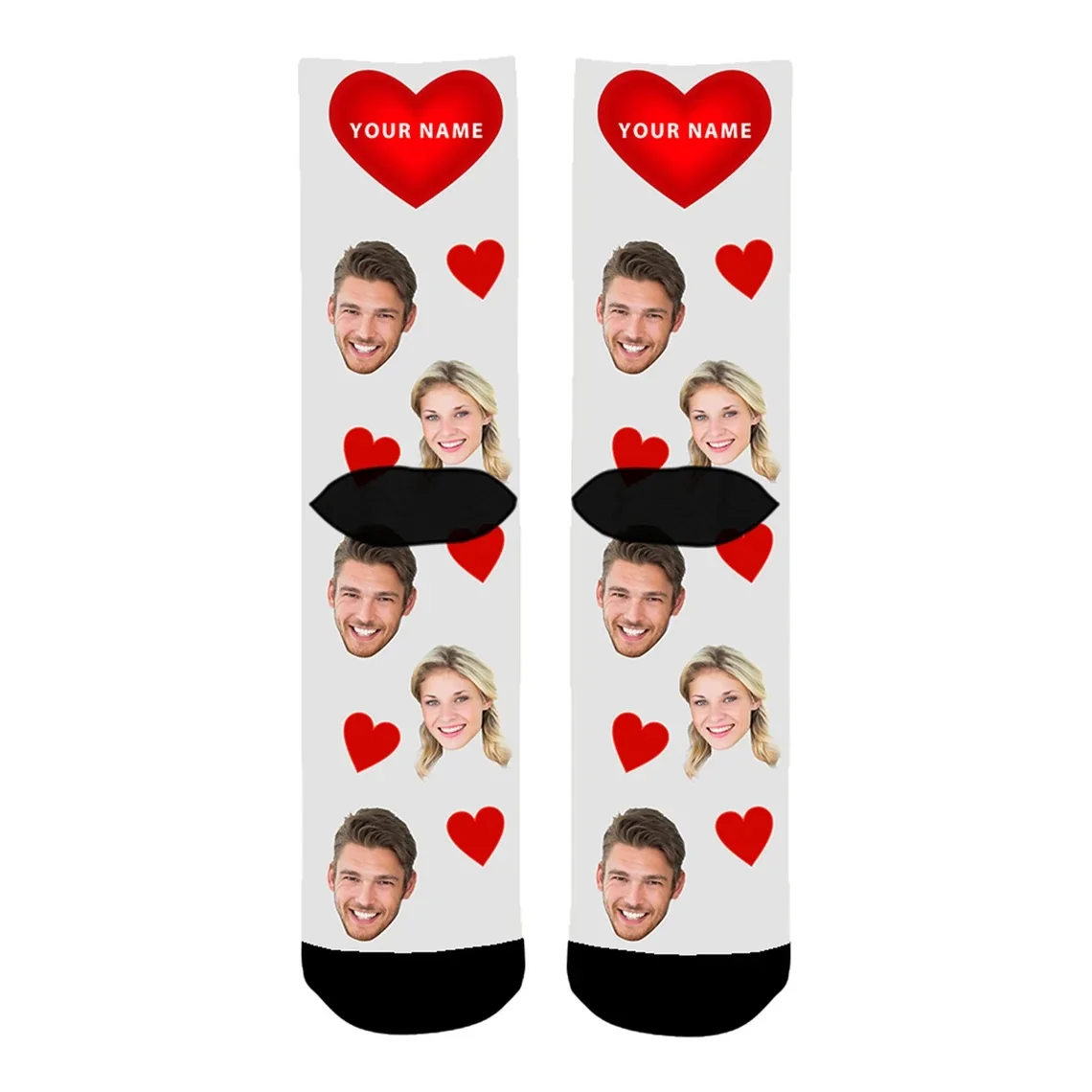 Newly Designed Custom Socks For Red Heart 3D Printing Custom Face Socks Plus Your Name Custom Gifts For Couples Family Friends