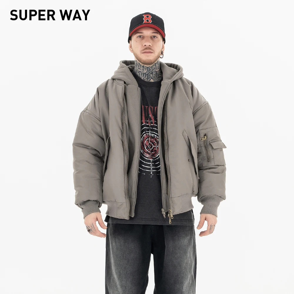 Superway Original Design Solide Verdicken Gefälschte Zwei Stücke Jacken Unisex Winter Tasche Zipper