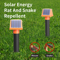 Ultrasonic rodent repellent buzzing mouse mole repellent outdoor solar powered two panel charging LED flash snake repeller