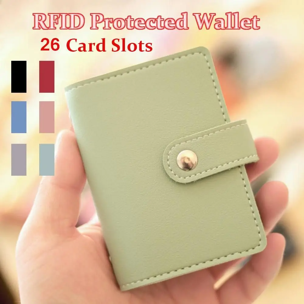 26 Card Slots RFID Blocking PU Leather Women Credit Card Wallet Fashion Cute Cards Holder Wallet For Cards Cardholder Slim