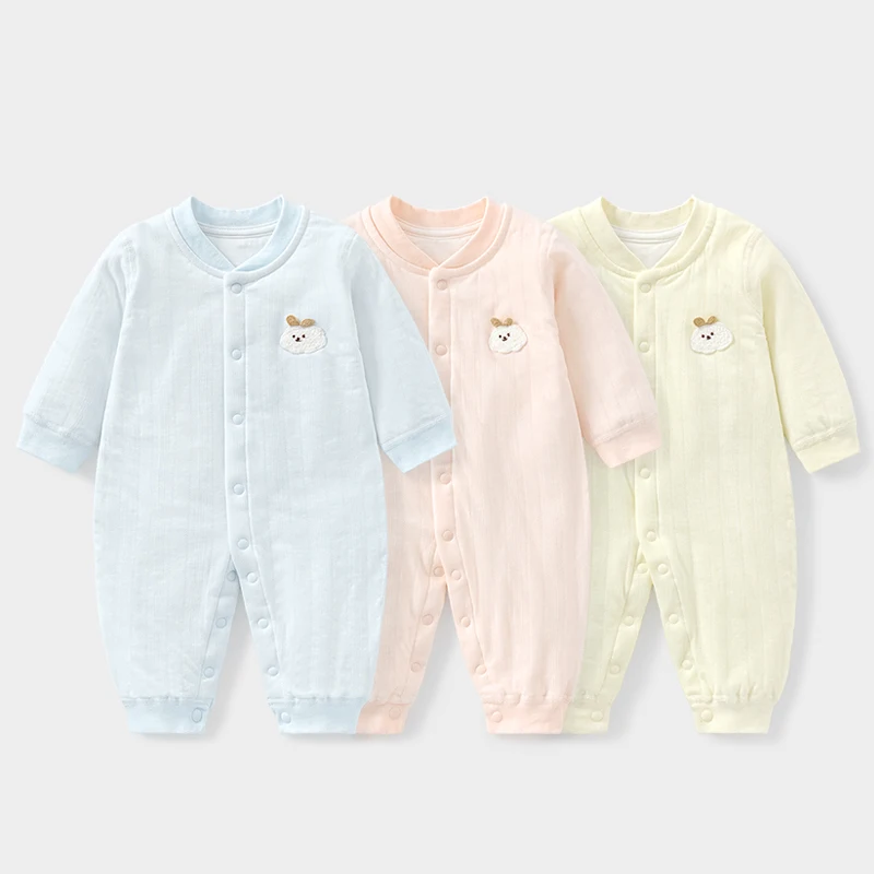 

Newborn Baby Cotton Onesie Boys Girls Cute Printed Patterns Long Sleeve Onesie Newborn Autumn and Winter Warm Onesie