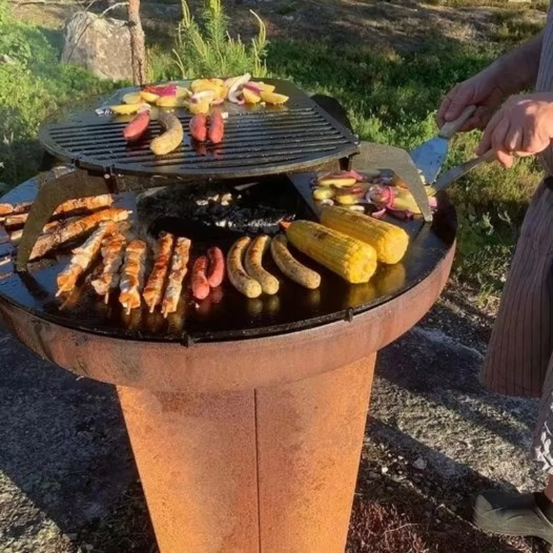Corten Steel Barbecue Cooking Firepit Grills BBQ Rusty Small Barbeque Pit