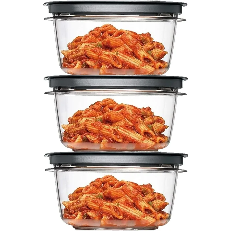 Rubber maid Premier, 5 Cup Premier Flex & Seal Food Storage Set, 3 Tritan Containers, 3 Grey Flex and Seal Lids, 6 Piece Bundle