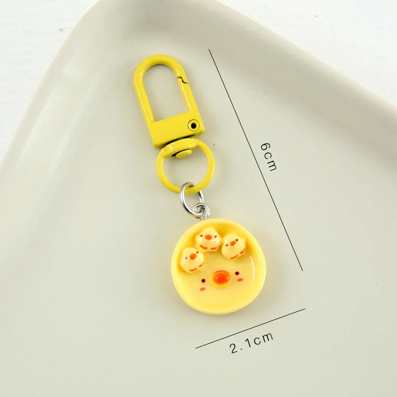 Breakfast Keychain Cute Design Fried Egg Keychain Backpack Accessory Mobile Phone Lanyard Simple Color Scheme