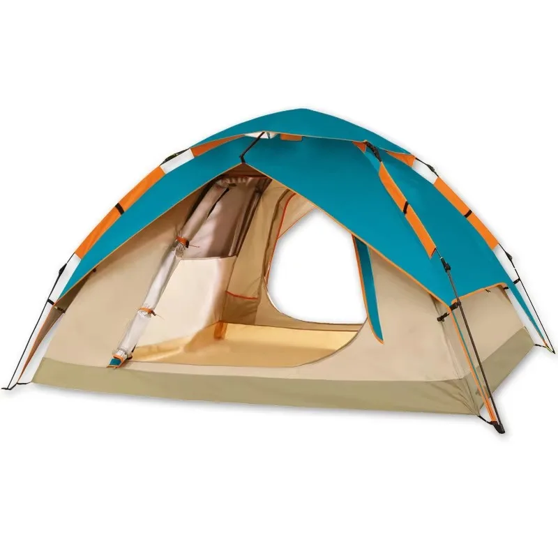 Double Layer Automatic Glamping Tent Durable Polyester Fabric for Outdoor Hiking and Camping Straight Bracing Type