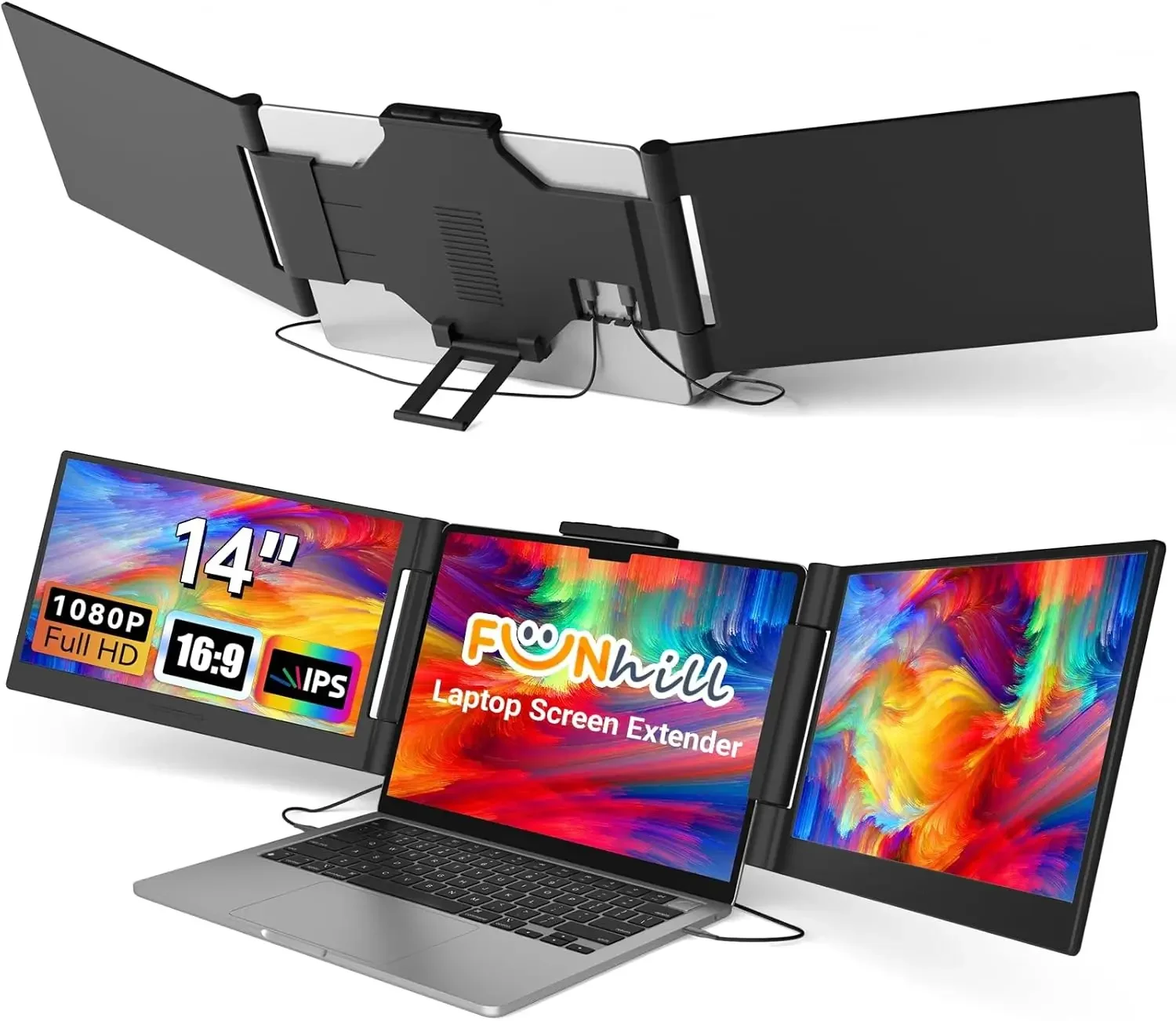 

Laptop Screen Extender 14 inch Laptop Monitor Extender 1080P IPS, Triple Portable Monitor for Laptops 13-17.3" with Display/HDMI