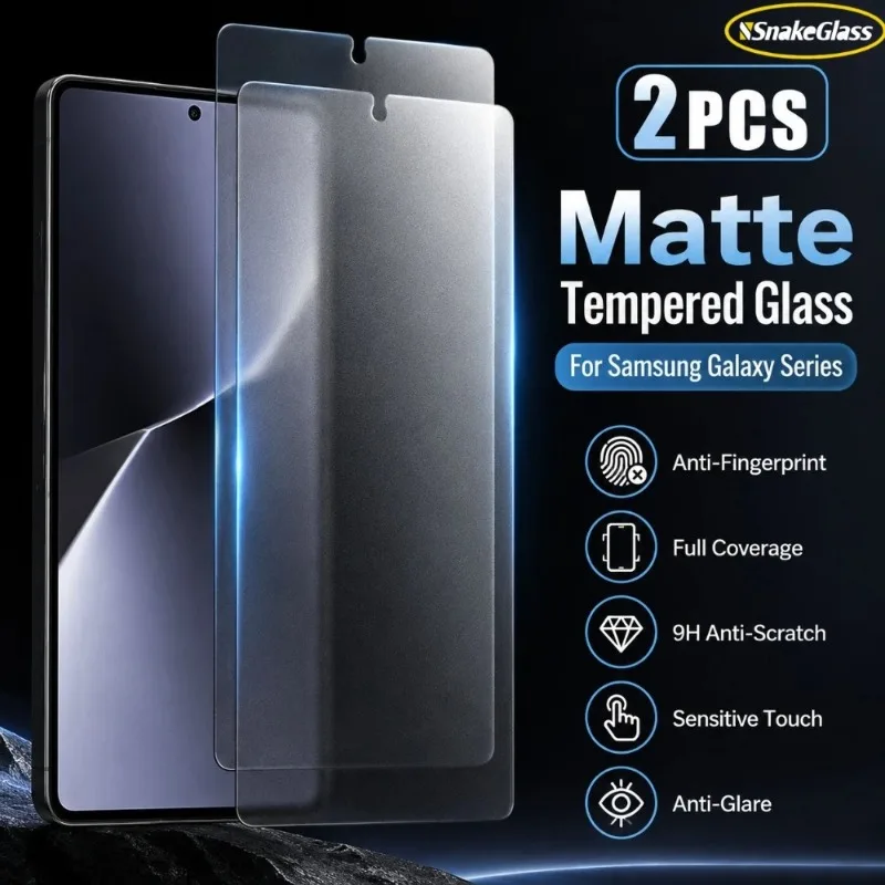 2 Stück Mattes Panzerglas für Samsung Galaxy S26/S25/S24/S23 Ultra S22+ S21 S20FE Vollständige Abdeckung Anti-Fingerabdruck Explosionsgeschützt