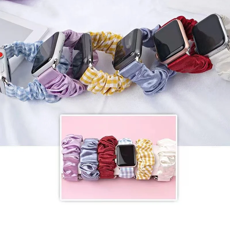 Elastic Scrunchie Strap for Apple Watch Band 45mm 41mm 40mm 42mm 44mm nylon Bracelet iwatch series 9 8 7 6 5 4 3 SE ultra 2 49mm